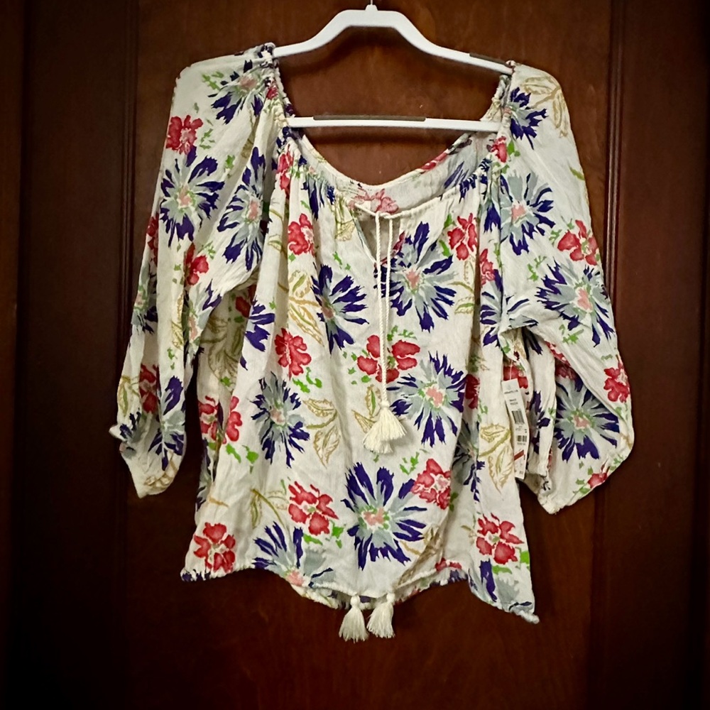 NWT Denim & Supply RL Boho Tropical Floral Print Oversized Blouse Size S - Picture 3 of 6